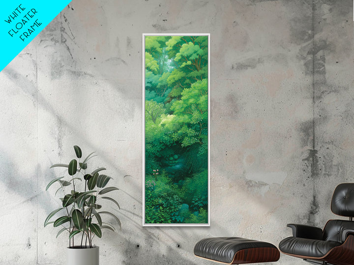 Verdant Hidden Creek And Soft Green Canopy Framed Canvas Print, Botanical Wall Art, Nature Scene, Calming Forest Decor Gift