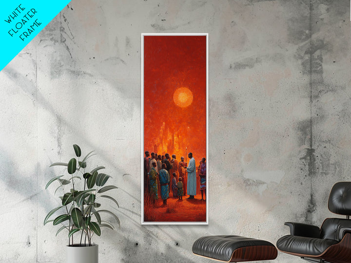 Red Sun African Village Ceremony Canvas Print, Ancestral Gathering Wall Art, Black Culture Decor, Spiritual Home Gift, Bold Statement