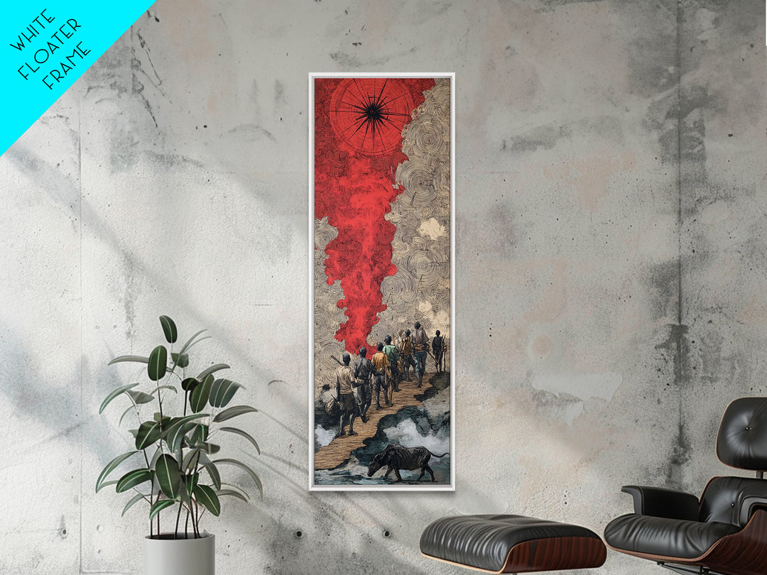 Red Smoke Forest Journey Canvas Print, African Inspired Abstract Wall Art, Travelers Path Decor For Mystical Living Room