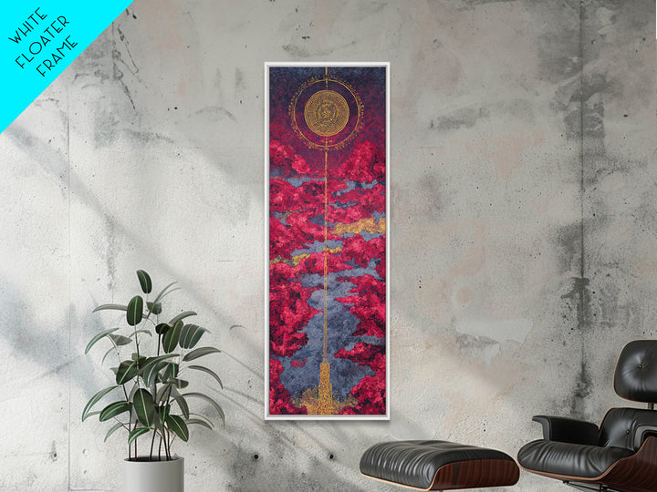 Celestial Red Cloud Canvas Print, Abstract African Art Inspired Sun, Modern Spiritual Wall Decor, Dreamy Statement Home Decor