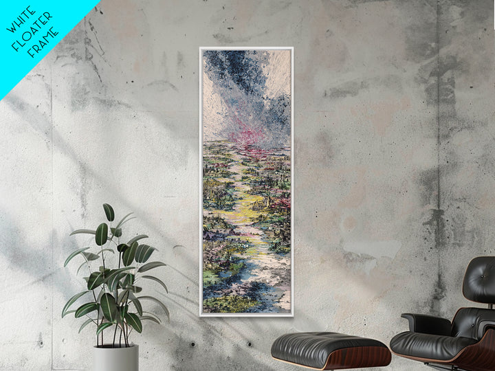 Stormy River City Landscape Wall Art, African Inspired Painting, Dreamy Nature Scene Art, Modern Living Room Canvas Decor
