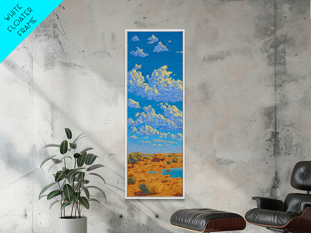 Bright Blue Sky Over Savanna Framed Canvas Print, African Landscape Wall Art, Safari Decor, Rustic Nature Home Decor Gift