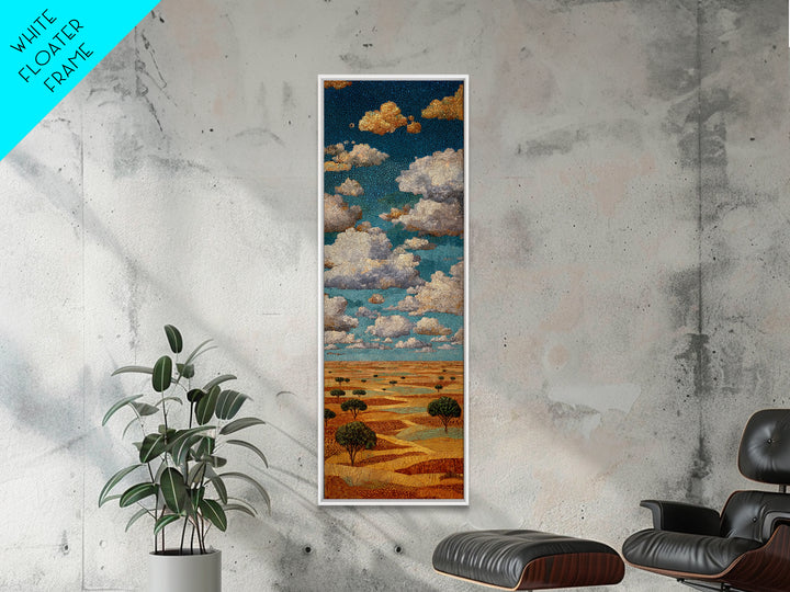 Dramatic Clouds Over Golden Savanna Wall Art, African Safari Art Print, Earth Tone Landscape Decor, Rustic Canvas Print Gift