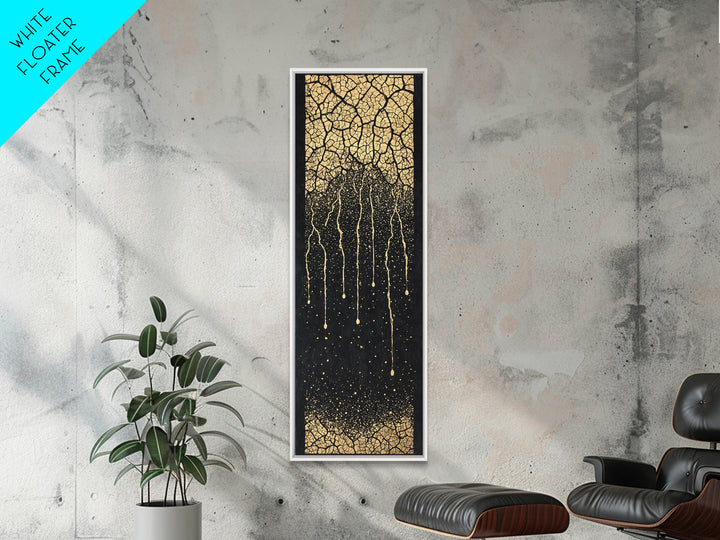 Gold Cracked Tree Roots On Black Wall Art, Abstract African Inspired Decor, Textured Canvas Print For Modern Living Room Gift