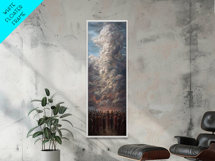Monumental Firestorm Cloud With African Crowd Framed Canvas Print, Afrocentric Wall Decor, Powerful Landscape Art Gift For Home