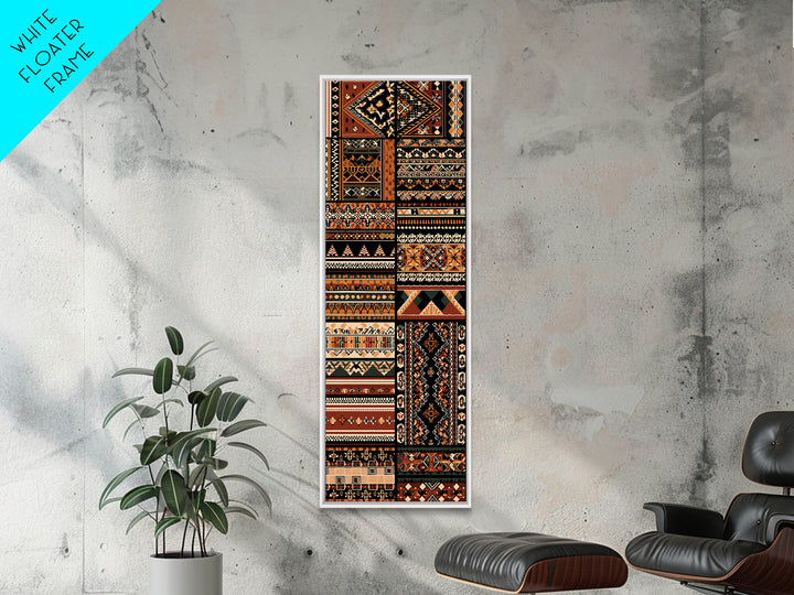 Orange Black African Tribal Patterns Canvas Print, Ankara Textile Wall Decor, Boho African Art For Living Room Home Decor Gift