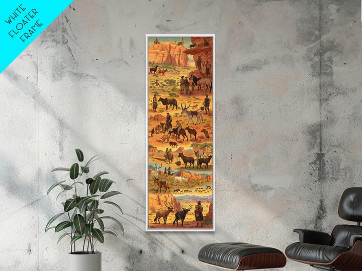 Desert Cowboy Cattle Drive Canvas Print, Rustic Western Ranch Wall Decor, Horse Art, Southwestern Living Room Home Decor Gift