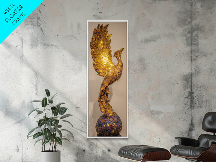 Glowing Golden Phoenix Sculpture Wall Art, African Inspired Bird Decor, Statement Piece, Luxury Unique Home Decor Gift For Her