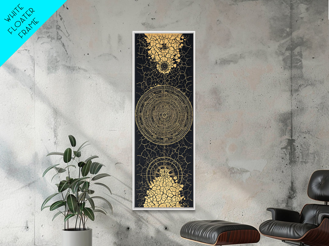 Black Gold Cracked Mandala Wall Art, Abstract African Tribal Art, Spiritual Geometric Decor, Luxury Statement Canvas Print