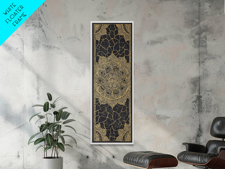 Black Gold Mandala Pattern Wall Art, African Inspired Geometric Textile Design, Elegant Boho Luxury Home Decor Statement Gift
