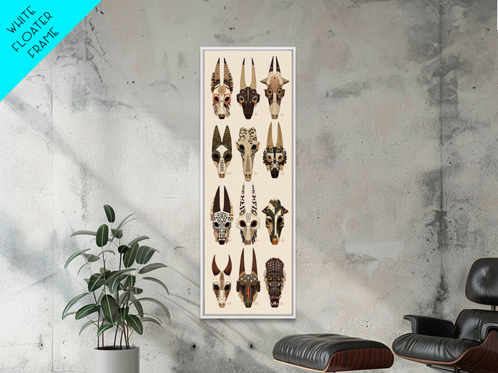 Animal Skull Mask Canvas Print, African Mask Art, Tribal Art Print, Safari Decor, Ethnic Wall Decor, Boho Home Decor Gift