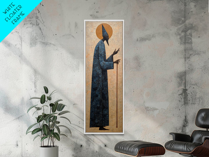 Elder Sage With Cane Framed Canvas Print, African Portrait, Spiritual Wall Art, Cultural Art Print, Elegant Home Decor Gift