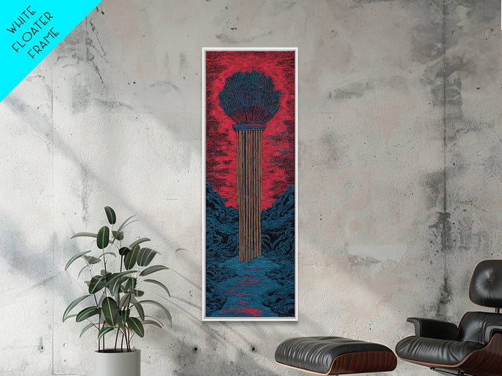 Red Tribal Plume And River Canvas Print, African Abstract Art, Bold Wall Decor, Modern Afro Art, Statement Cultural Artwork