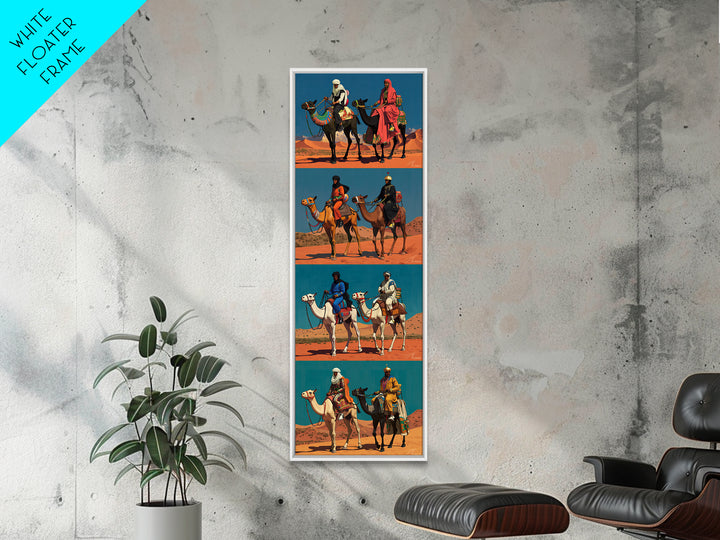 Desert Camel Riders Triptych Style Wall Art, African Safari Art, Nomad Travel Poster, Colorful African Print, Boho Decor