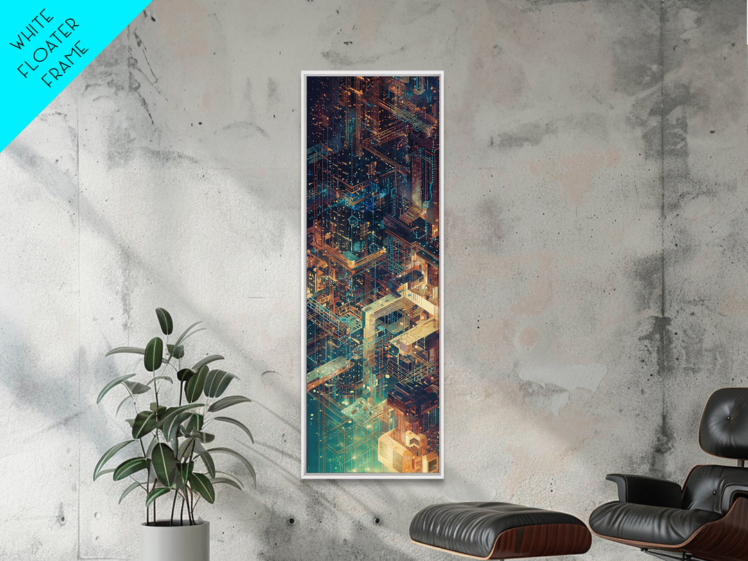 Neon Cyberpunk Megacity Wall Art, Futuristic Cityscape Canvas Print, Modern Urban Decor, Sci Fi Architecture Poster, Tech Noir Gift