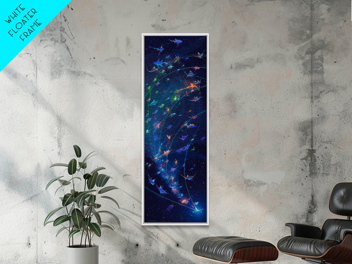 Cosmic Manta Rays In Galaxy Wall Art, Colorful Ocean Canvas Print, Celestial Sea Life, Dreamy Blue Bedroom Decor, Nature Scene Art