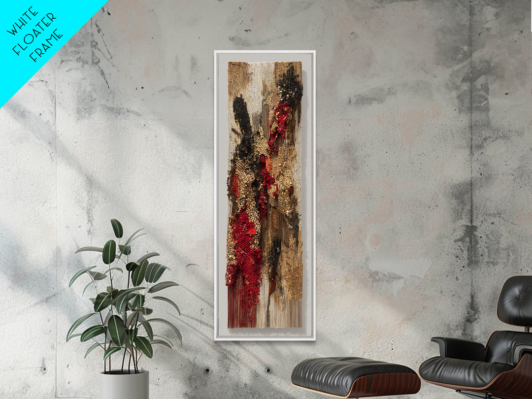 Textured Woven Figure Wall Art, African Fabric Tapestry Decor, Abstract Ethnic Textile Art, Bohemian Home Decor Gift For Her