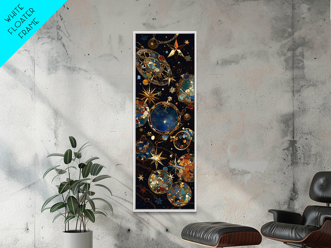 Celestial Orbit Stars Canvas Print, Gold Boho Wall Art, Mystical Galaxy Decor, Luxury Abstract Home Decor Gift For Art Lovers