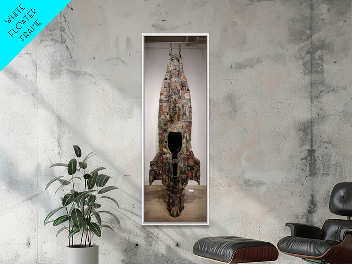 Towering Mixed Media Rocket Sculpture Wall Art, African Inspired Gallery Decor, Statement Canvas Print, Unique Home Decor Gift