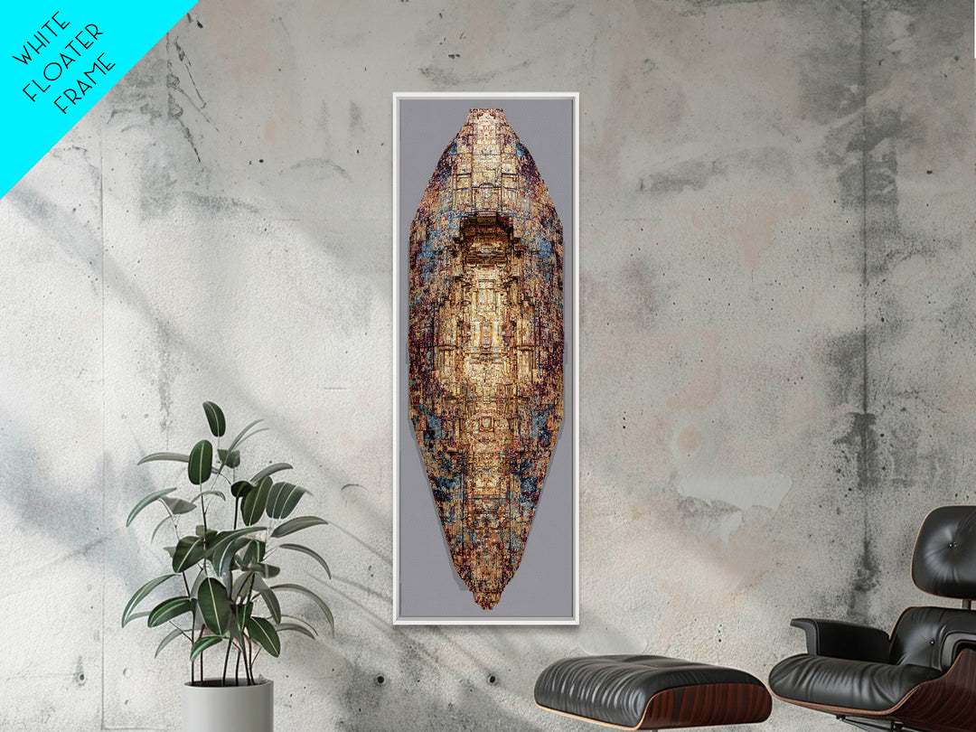 Textured Bronze Blue African Shield Canvas Print, Abstract African Art, Modern African Art, Tribal Wall Decor, Earth Tone Wall Art