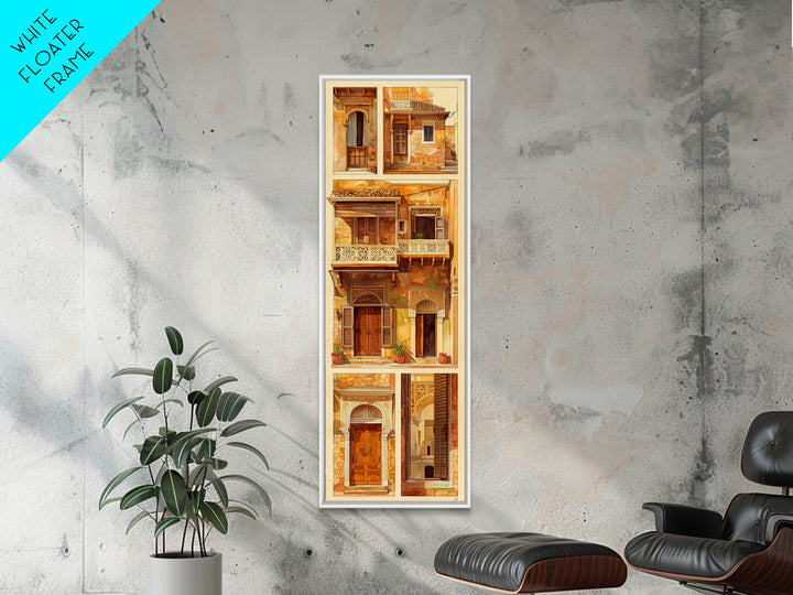 Ornate Balconies And Carved Doors Wall Art, Moroccan Architecture Canvas Print, African Inspired Boho Home Decor Gift For Her