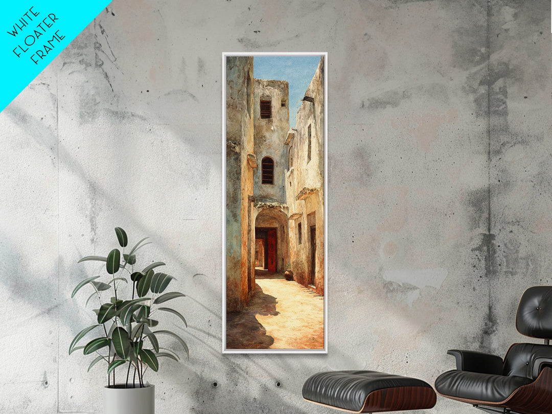 Weathered Medina Passage Wall Art, Moroccan Alley Canvas Print, African Travel Decor, Rustic Neutral Home Decor Gift Print