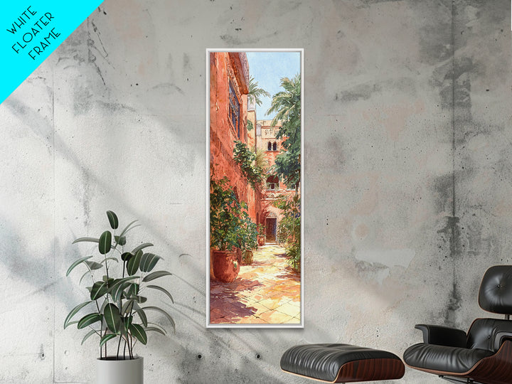 Moroccan Terracotta Courtyard Alley With Palms Wall Art, North Africa Travel Print, Boho Mediterranean Home Decor Gift For Her