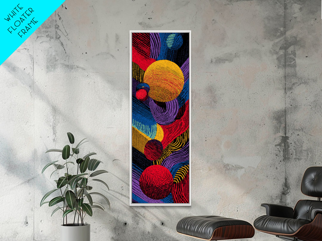 Vibrant Rainbow Spheres And Curved Lines Wall Art, Colorful Abstract African Inspired Canvas, Modern Statement Decor Gift
