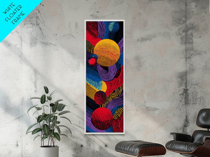 Vibrant Rainbow Spheres And Curved Lines Wall Art, Colorful Abstract African Inspired Canvas, Modern Statement Decor Gift