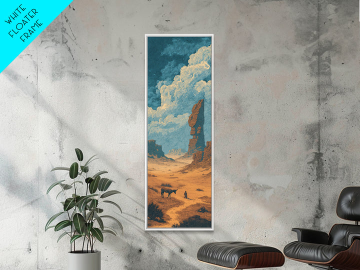 Sahara Canyon Traveler With Donkey Canvas Print, African Landscape Wall Decor, Desert Journey, Boho Safari Home Decor Gift