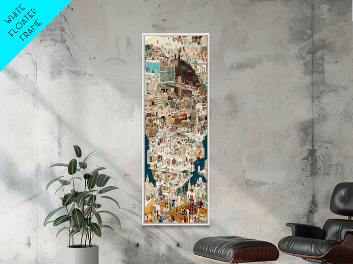 White Coastal Medina City Map Wall Art, Detailed African Travel Poster, Moroccan Inspired Canvas Print, Cultural Home Decor