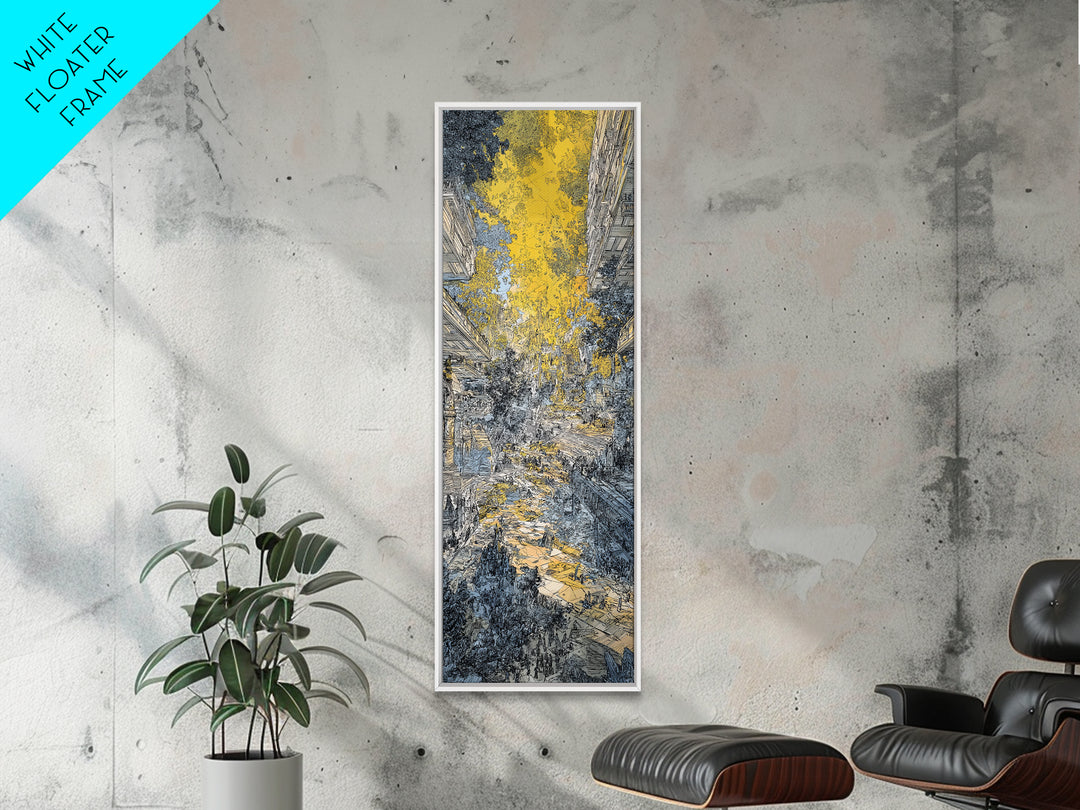 Golden Abstract City Canyon Wall Art, Urban Skyline Painting, Modern African Art, Textured Canvas, Living Room Decor, Office Art