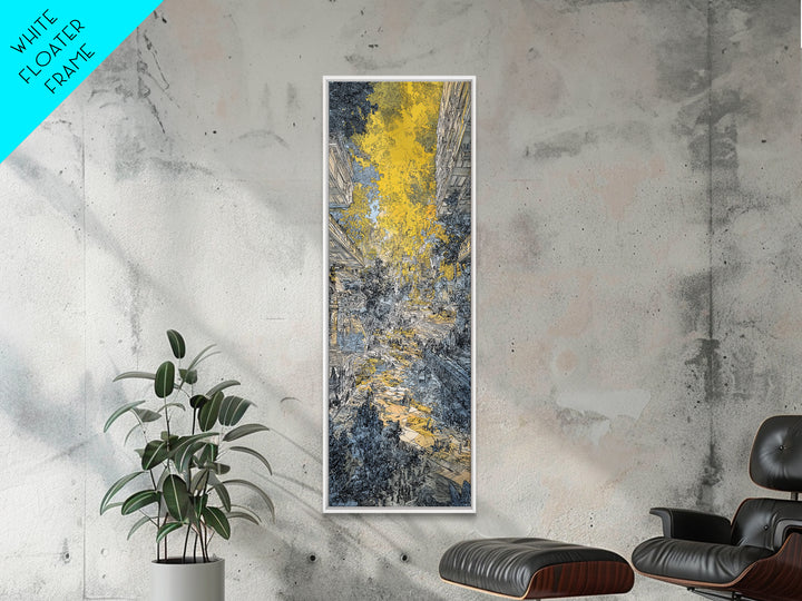 Golden Abstract City Canyon Wall Art, Urban Skyline Painting, Modern African Art, Textured Canvas, Living Room Decor, Office Art