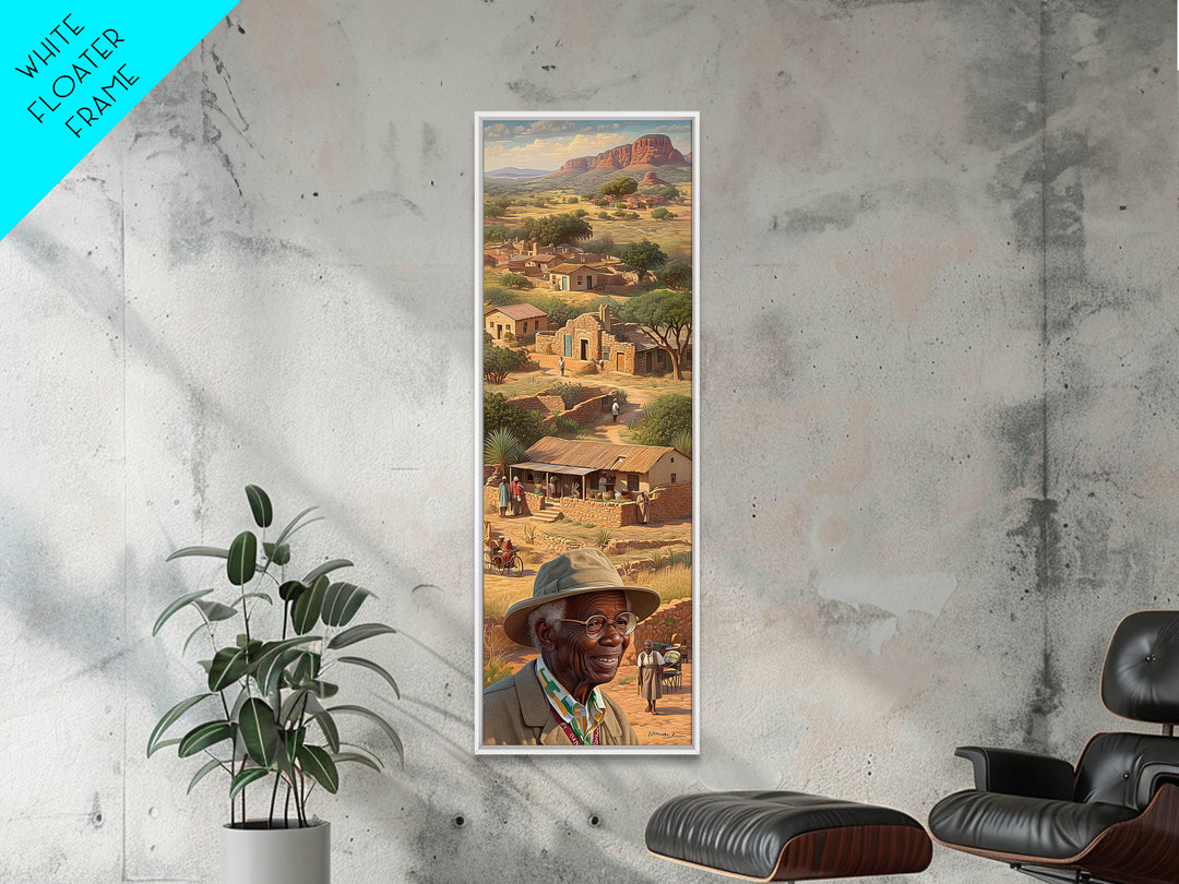 African Elder Village Landscape Canvas Print, Rural Homestead Portrait, Safari Art, Cultural Wall Decor, Housewarming Gift