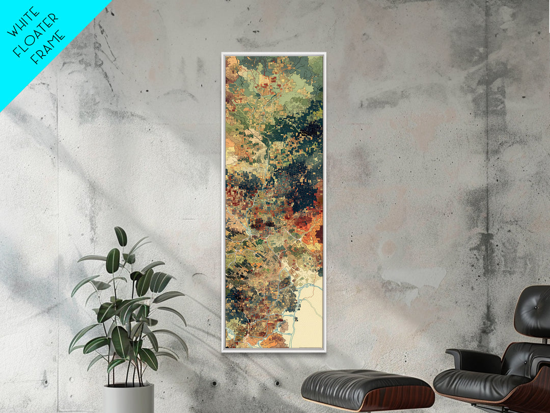 Pixelated Aerial Landscape Wall Art, Abstract African Map Inspired Print, Green Orange Modern Canvas, Statement Home Decor