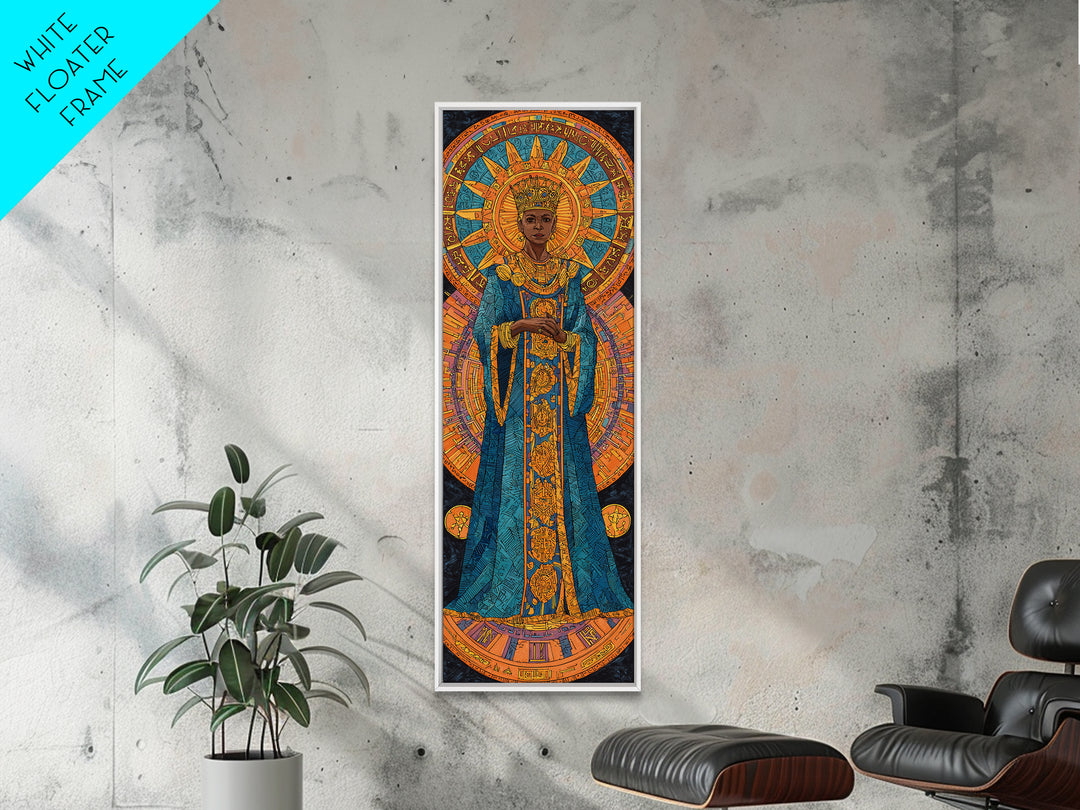 Regal African Queen With Golden Halo Wall Art, Afrocentric Goddess Portrait, Black Woman Canvas, Luxury Cultural Decor Gift