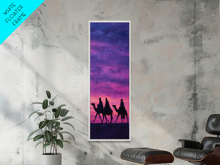 Pink Purple Sunset Camel Caravan Wall Art, African Safari Art Print, Desert Travel Decor, Boho Canvas For Bedroom Gallery