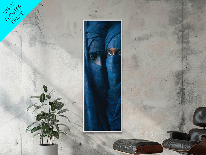Indigo Veiled Tuareg Portrait Canvas Print, African Portrait Wall Art, Blue Nomad Decor, Afrocentric Cultural Home Decor