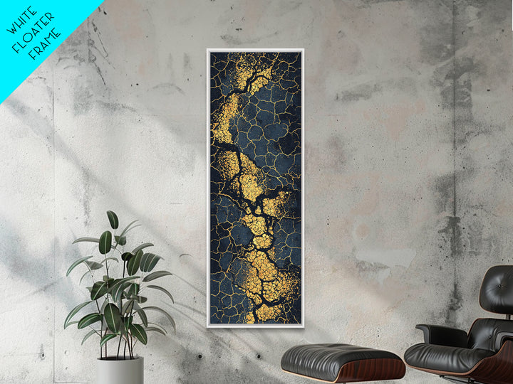 Black Gold Cracked Stone Abstract Wall Art, African Abstract Canvas Print, Luxury Marble Texture Modern Office Decor Gift
