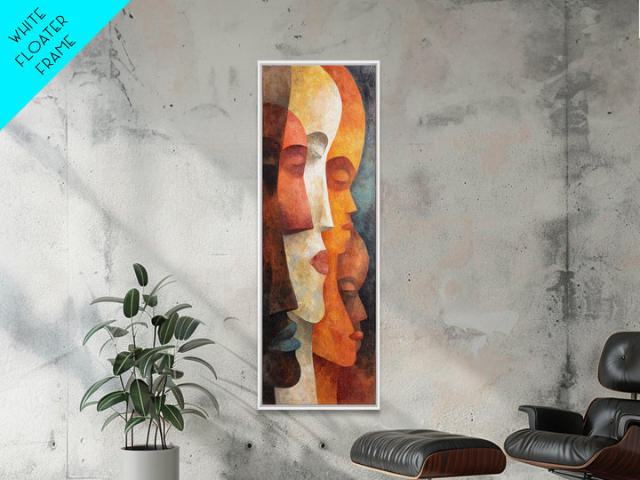 Layered African Mask Profiles In Gold And Rust Canvas Print, Abstract African Art, Tribal Portrait, Cultural Wall Decor Gift