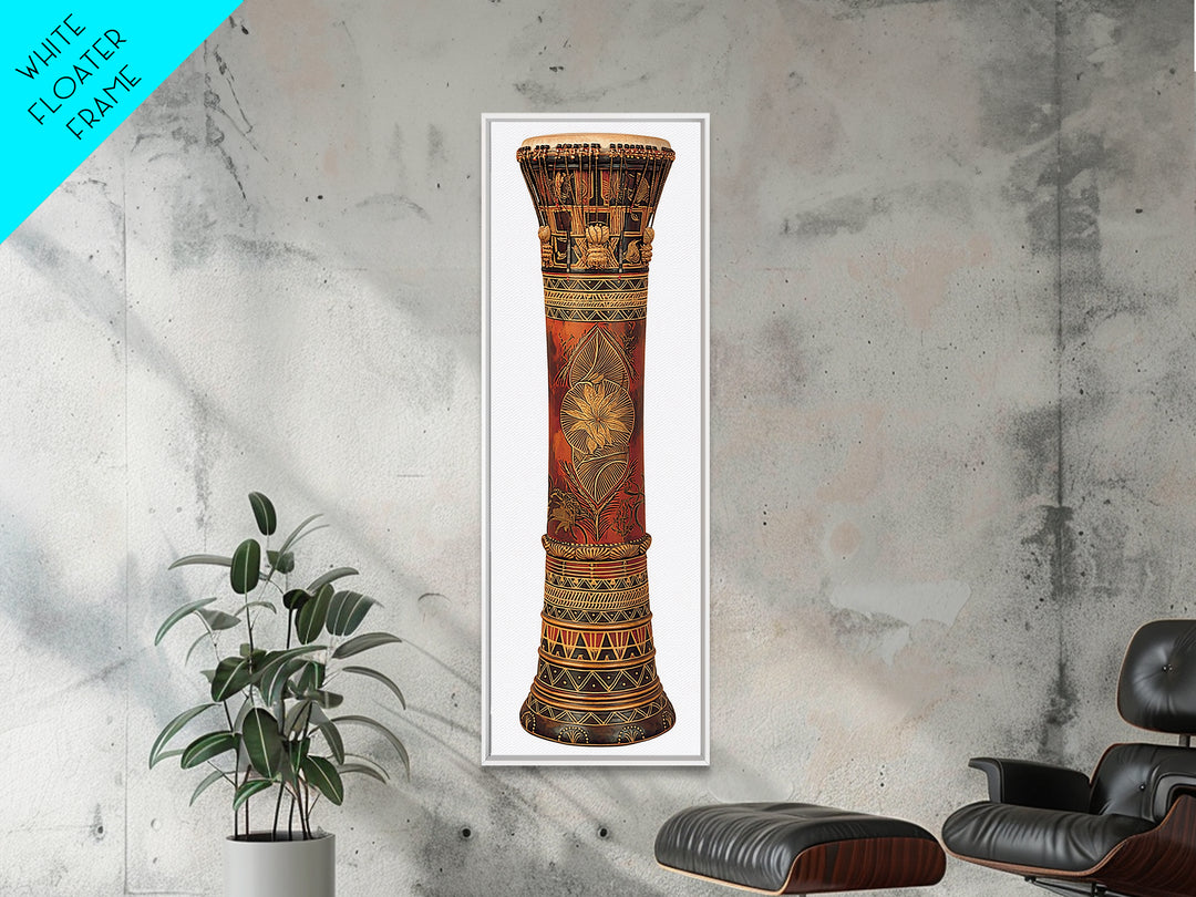 Carved African Djembe Drum Sculpture In Warm Wood Tones Wall Art, Tribal Decor, African Inspired Home Decor Gift For Him