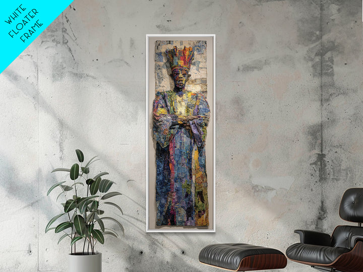 Regal Crowned African King Framed Canvas Print, Royal African Portrait, Cultural Wall Decor, Black History Art Gift For Home
