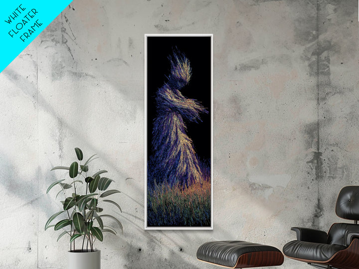 Mystical African Woman Wall Art, Abstract Particle Figure, Spiritual Afrocentric Decor, Elegant Black Goddess Canvas Print