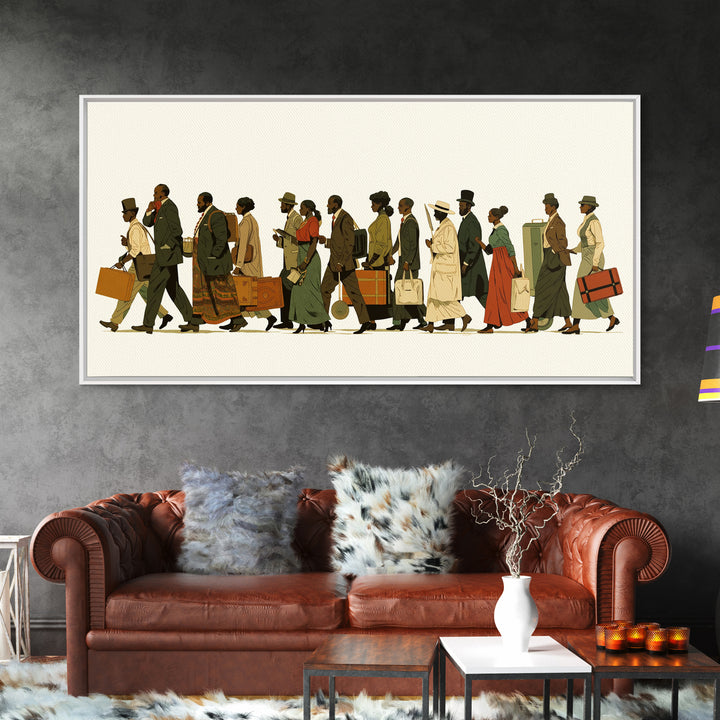 Elegant Black Travelers Procession Wall Art, African American Art, Black Culture Art Print, Heritage Portrait For Living Room