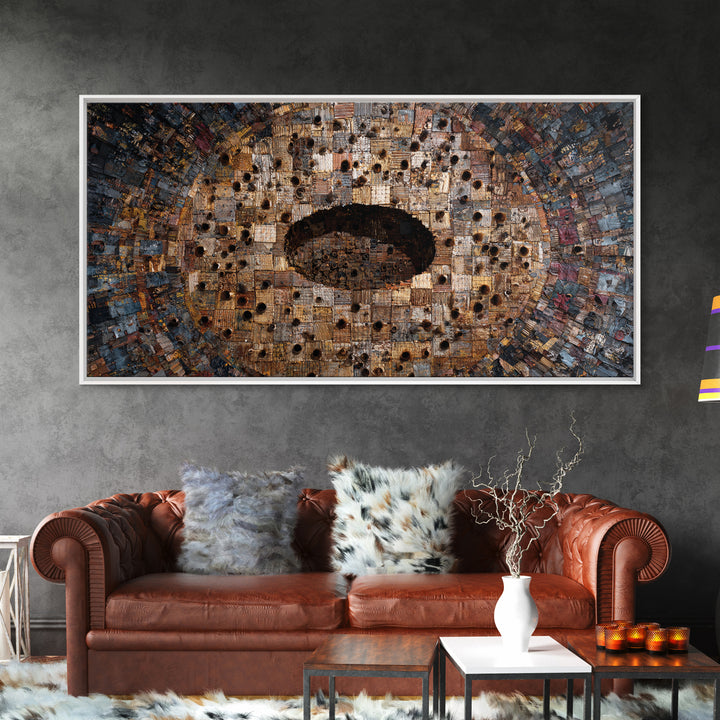 Weathered Bronze Tribal Mask Portal Wall Art, Abstract African Art, Kifwebe Mask Decor, Cultural Wall Decor, Statement Piece