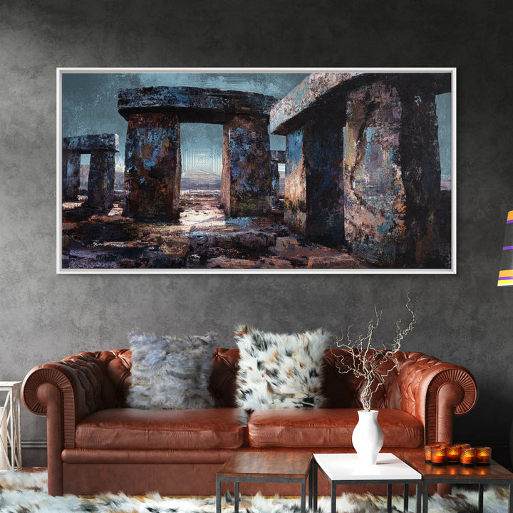 Moody Ancient Stone Circle Ruins Wall Art, African Inspired Landscape, Mystical Wall Decor, Rustic Home Decor, Gallery Art