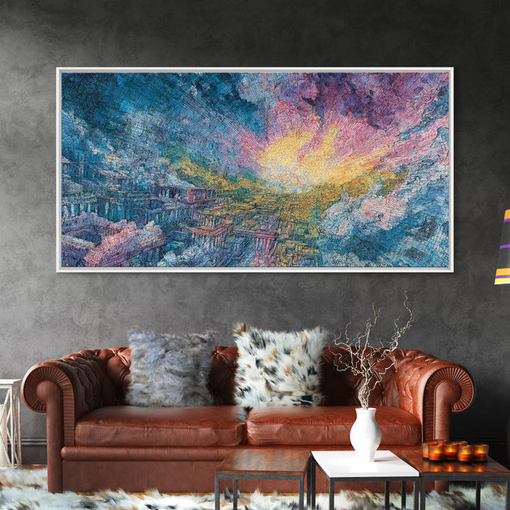 Colorful Canyon Sunset Over Rugged Cliffs Wall Art, Abstract Landscape Canvas Print, Dreamy Nature Scene Home Decor Gift
