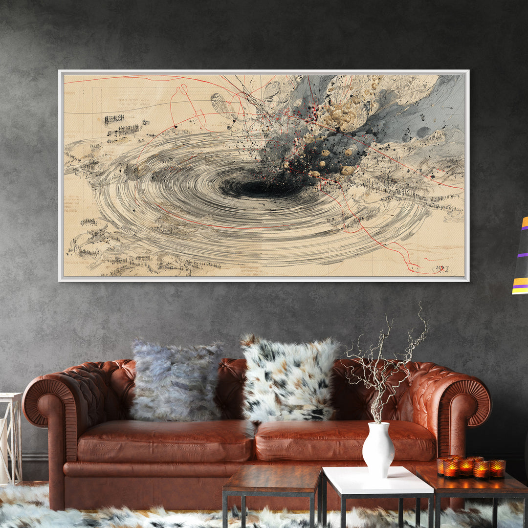 Beige Abstract Vortex Canvas Print, Modern Minimalist Wall Decor, Neutral Textured Art For Living Room Office Decor Gift