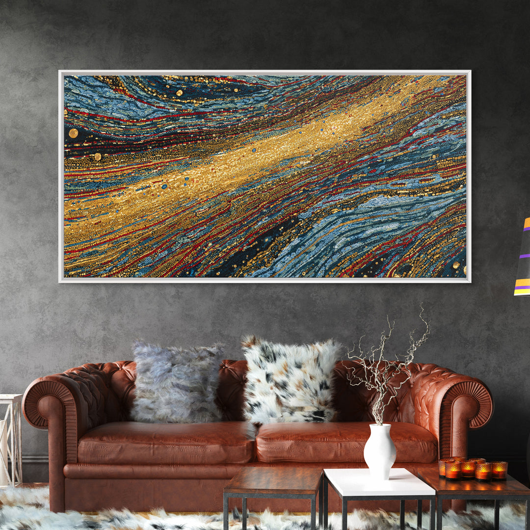 Gold And Teal Flowing Abstract Wall Art, Textured Art Print, Modern Canvas Art, Luxury Home Decor, Large Wall Decor Gift