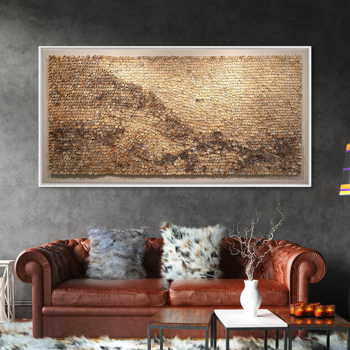 Cowrie Shell Mountain Wall Art, Textured African Landscape, Neutral Earth Tone Decor, Unique Home Decor, Boho Modern Canvas Print
